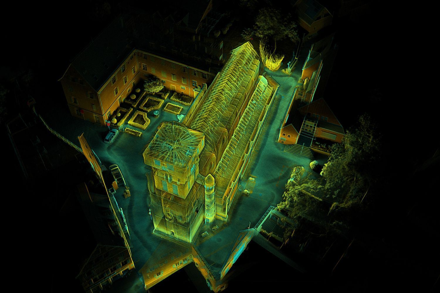 dotscene 3D-Laserscan Stiftskirche Perspektive Außenansicht